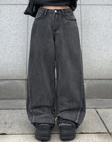 Kanti Wide Cut Washing Denim Pants